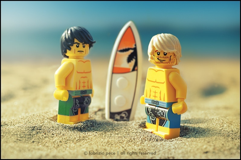 I wonder what these two LEGOs eat? They probably surf off a lot of calories.