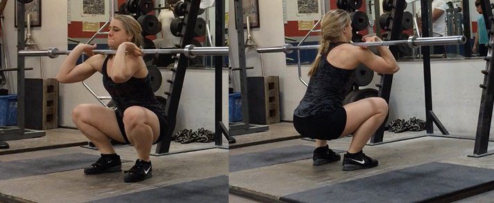 These two photos show a proper front squat.