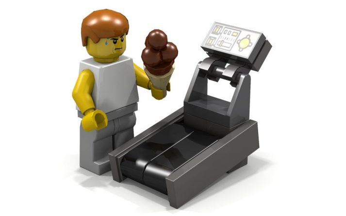 This LEGO wants his ice cream so he's jumping on a treadmill. Smart strategy?