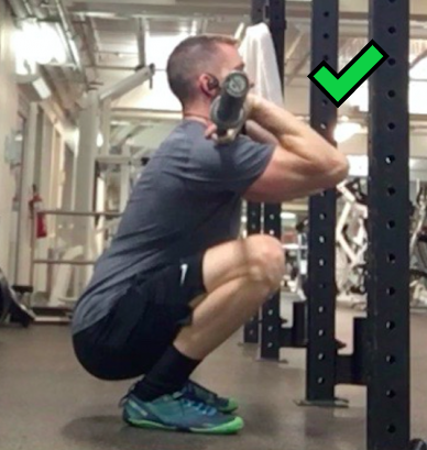 Make sure you go down low enough in your front squat, like so.